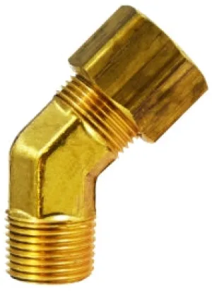 1/2" OD x 1/2" Brass Compression 45° Elbow qt