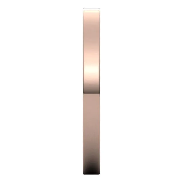 14K Rose Gold Flat Ultra-Light Wedding Band, 2 mm Wide
