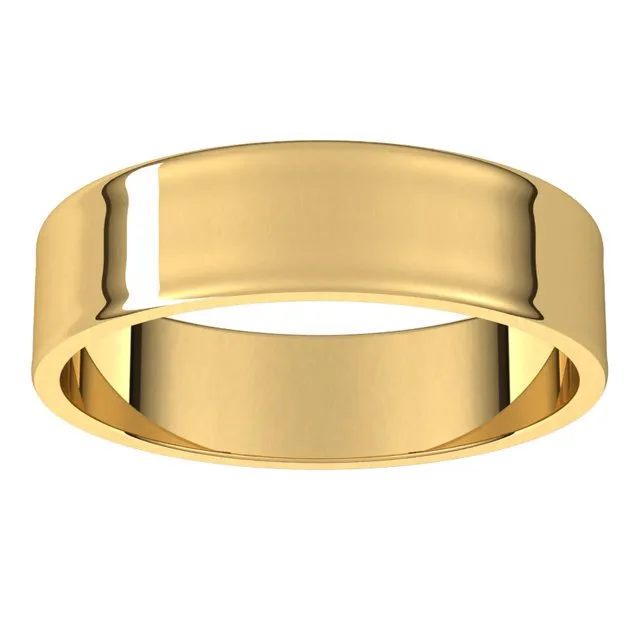 14K Yellow Gold Flat Ultra-Light Wedding Band, 5 mm Wide