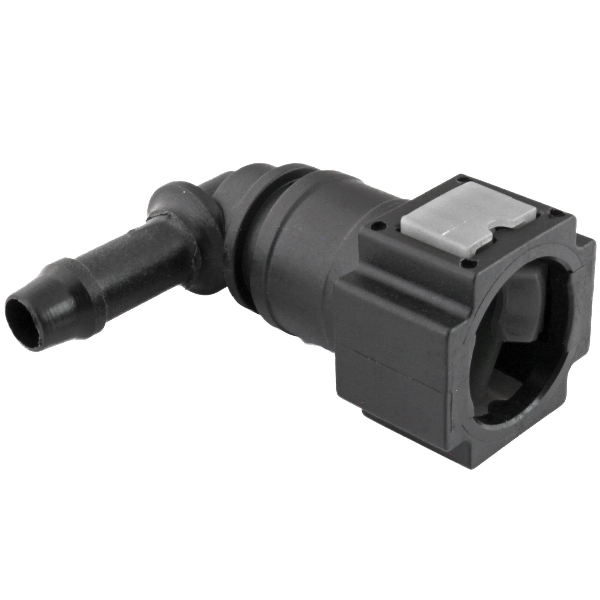 3/8" Steel to 5/16" Nylon Tubing | 90° Push-On | 2ct