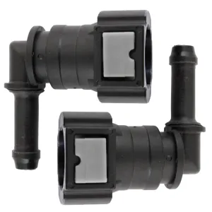 3/8" Steel to 5/16" Nylon Tubing | 90° Push-On | 2ct