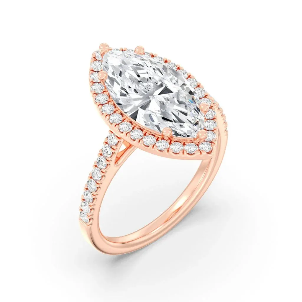 3ct Solitaire Ring Pavé Band with Halo [1]