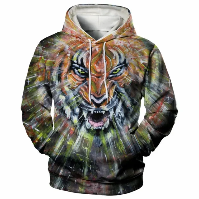 3D Printed Hoodies with Tiger Head