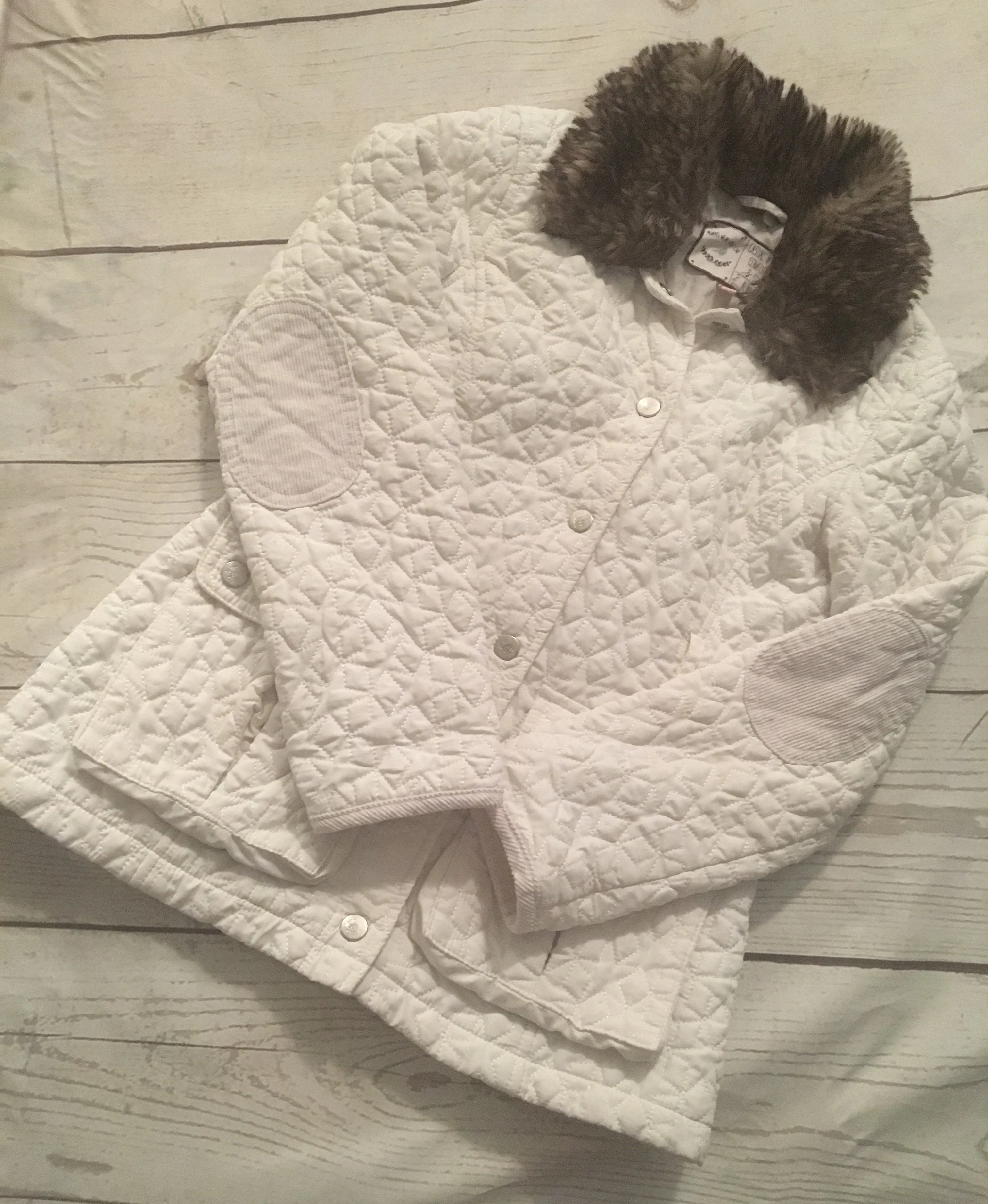 9-10 Years Quilted Coat Winter White