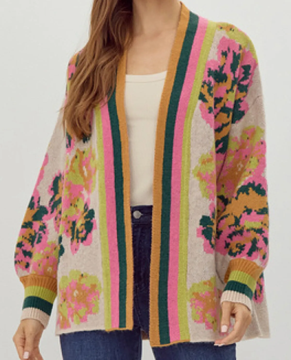 Abstract Print Cardigan Sweater