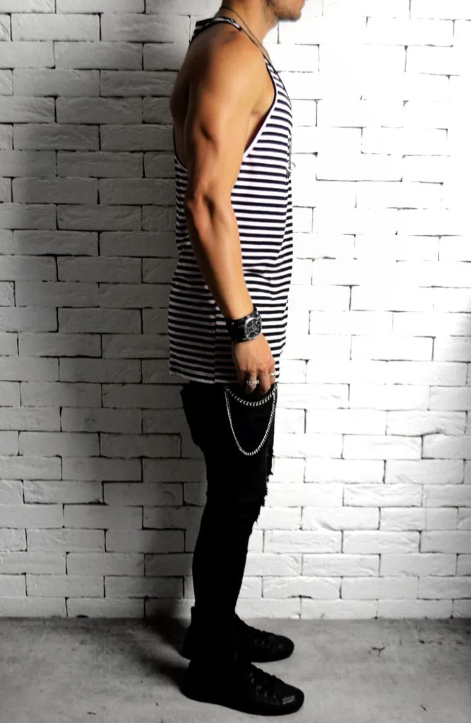 AC Sketch Logo Ibiza Vest - Pink/Black Stripe