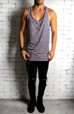 AC Sketch Logo Ibiza Vest - Pink/Black Stripe