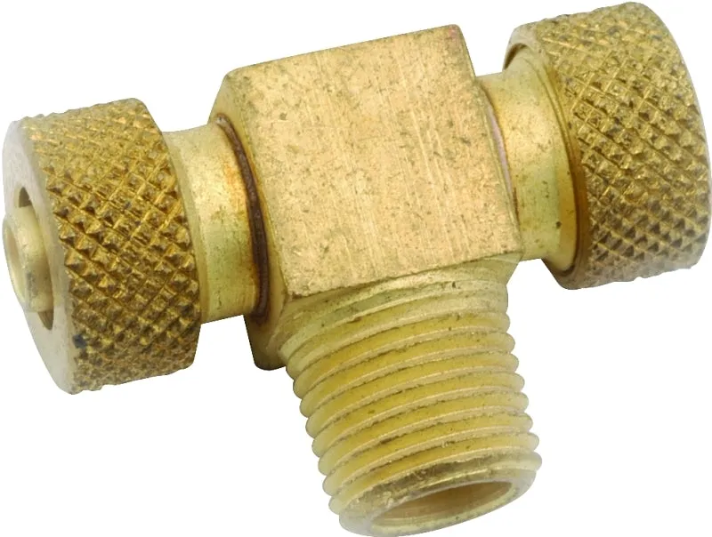 Anderson Metals 50872-0402 Tube to Pipe Tee, 1/4 x 1/8 in, Compression x MIP, Brass :EA: QUANTITY: 1