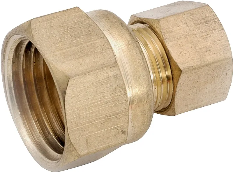 Anderson Metals 750066-0806 Tubing Coupling, 1/2 x 3/8 in, Compression x FIP, Brass :EA: QUANTITY: 5