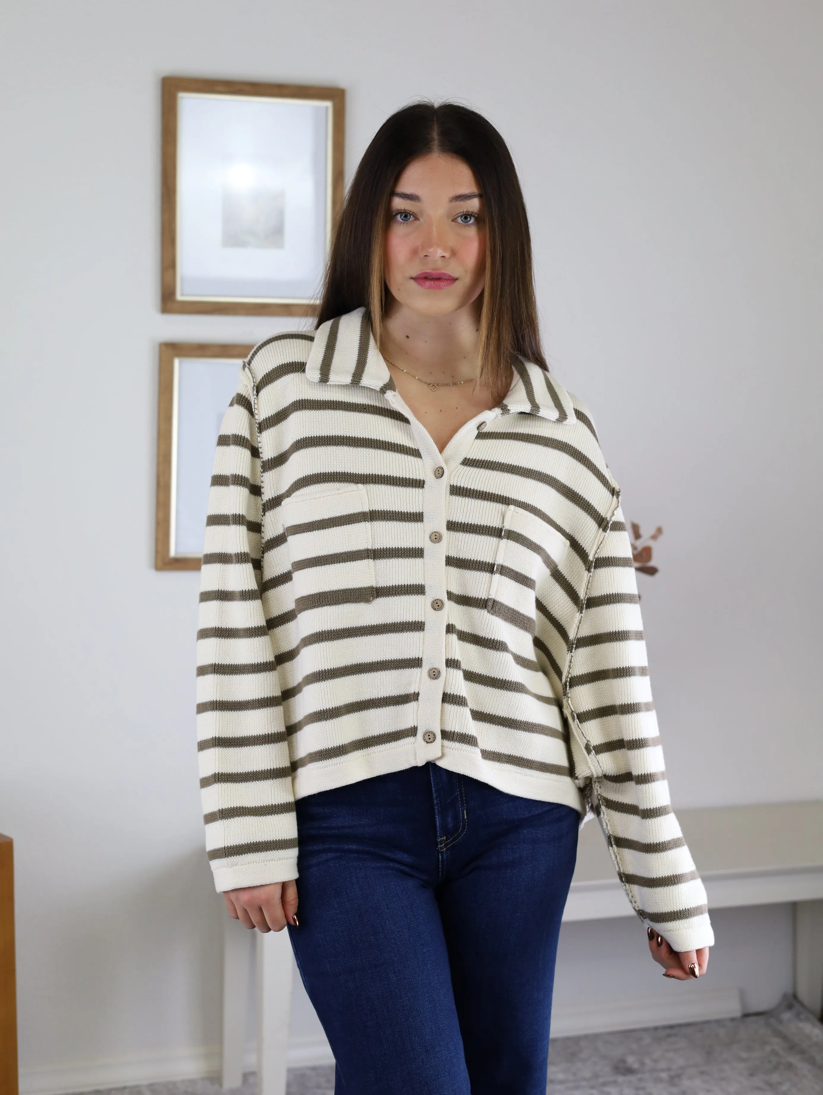 April Striped Knit Cardigan