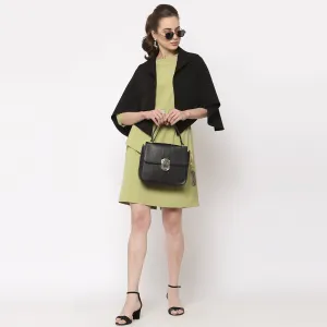 Black Layerd Cape With Slits
