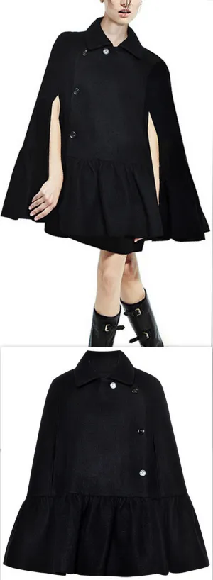 Black Short Cape-Coat