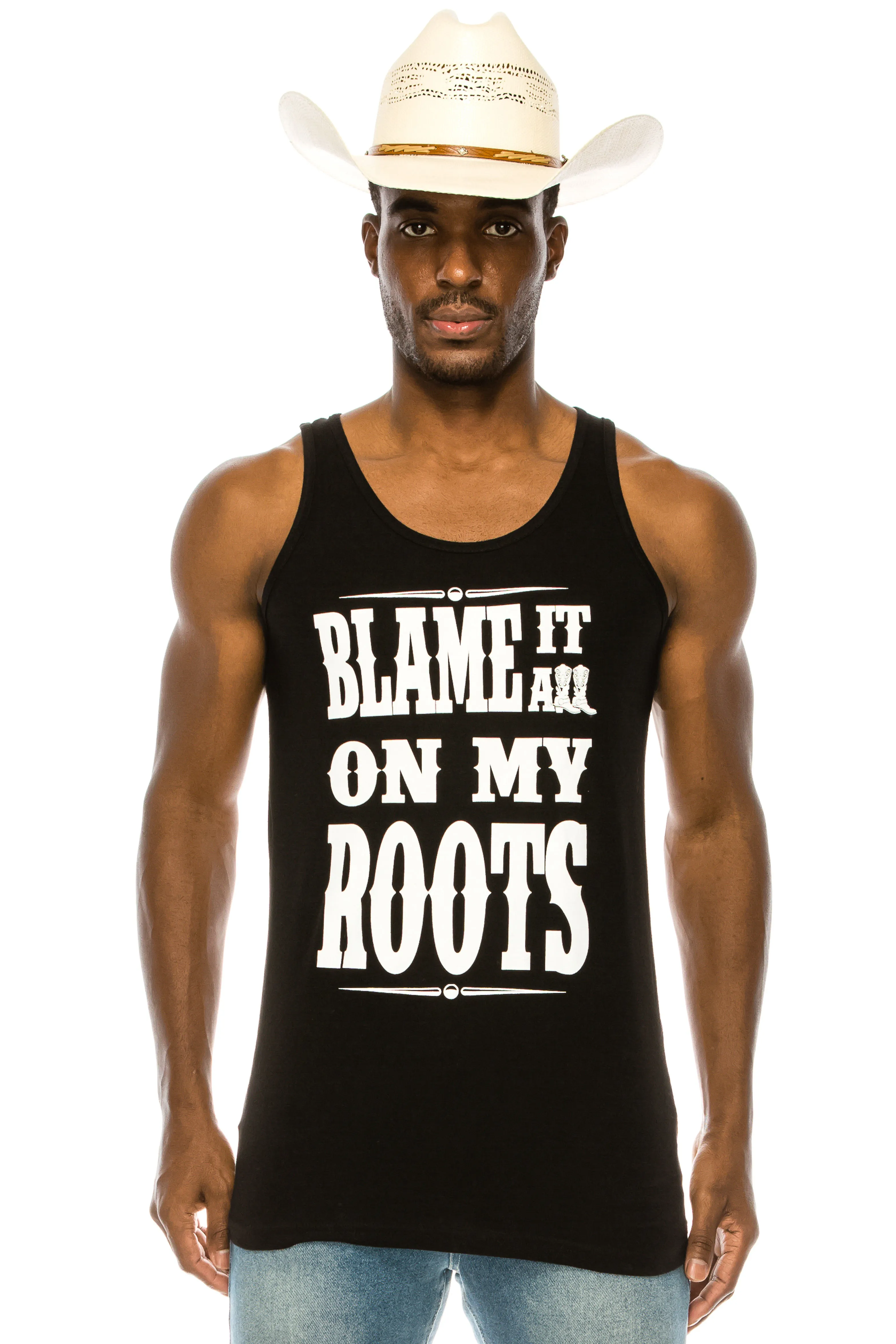 BLAME IT ON MY ROOTS MEN'S TANK