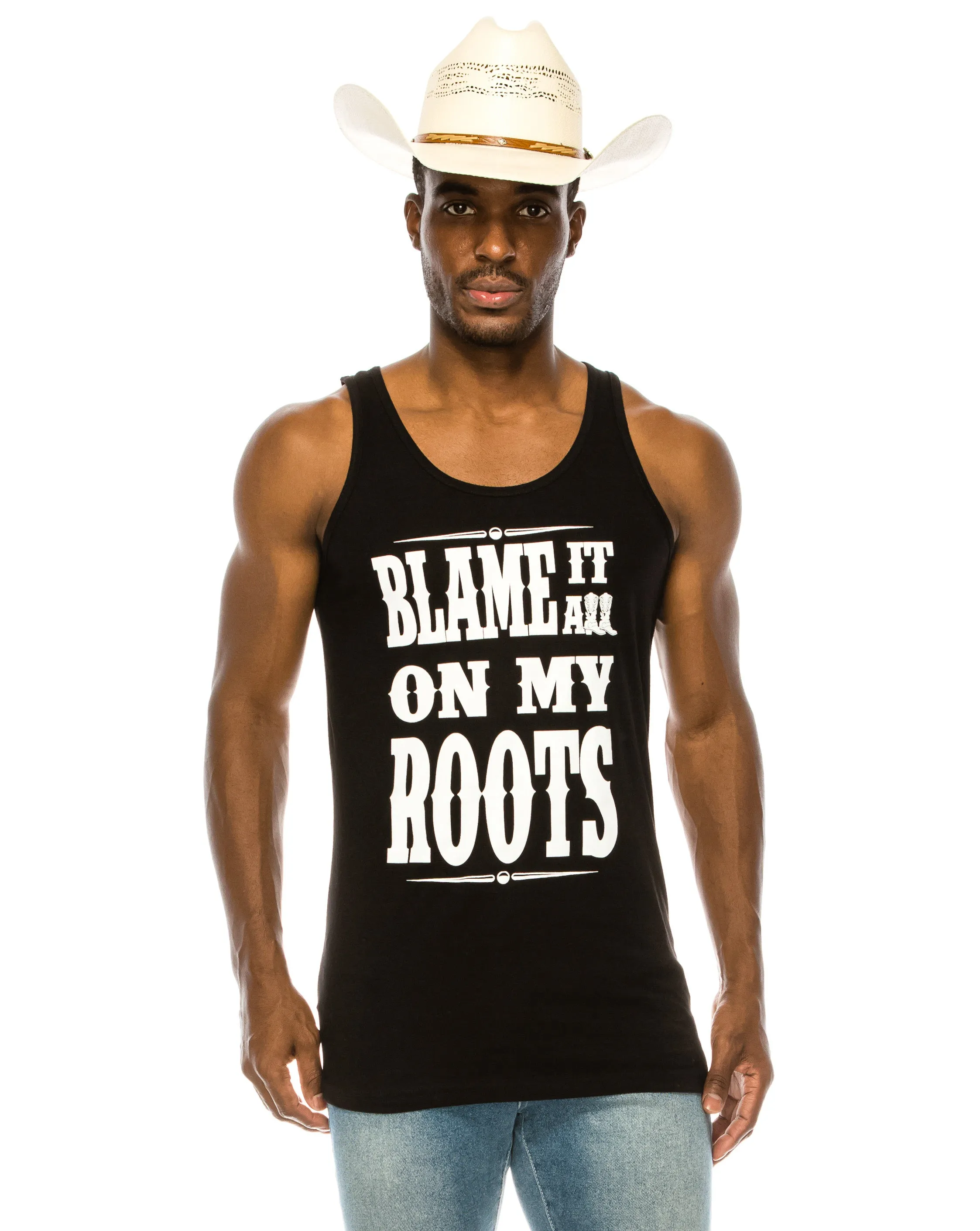BLAME IT ON MY ROOTS MEN'S TANK