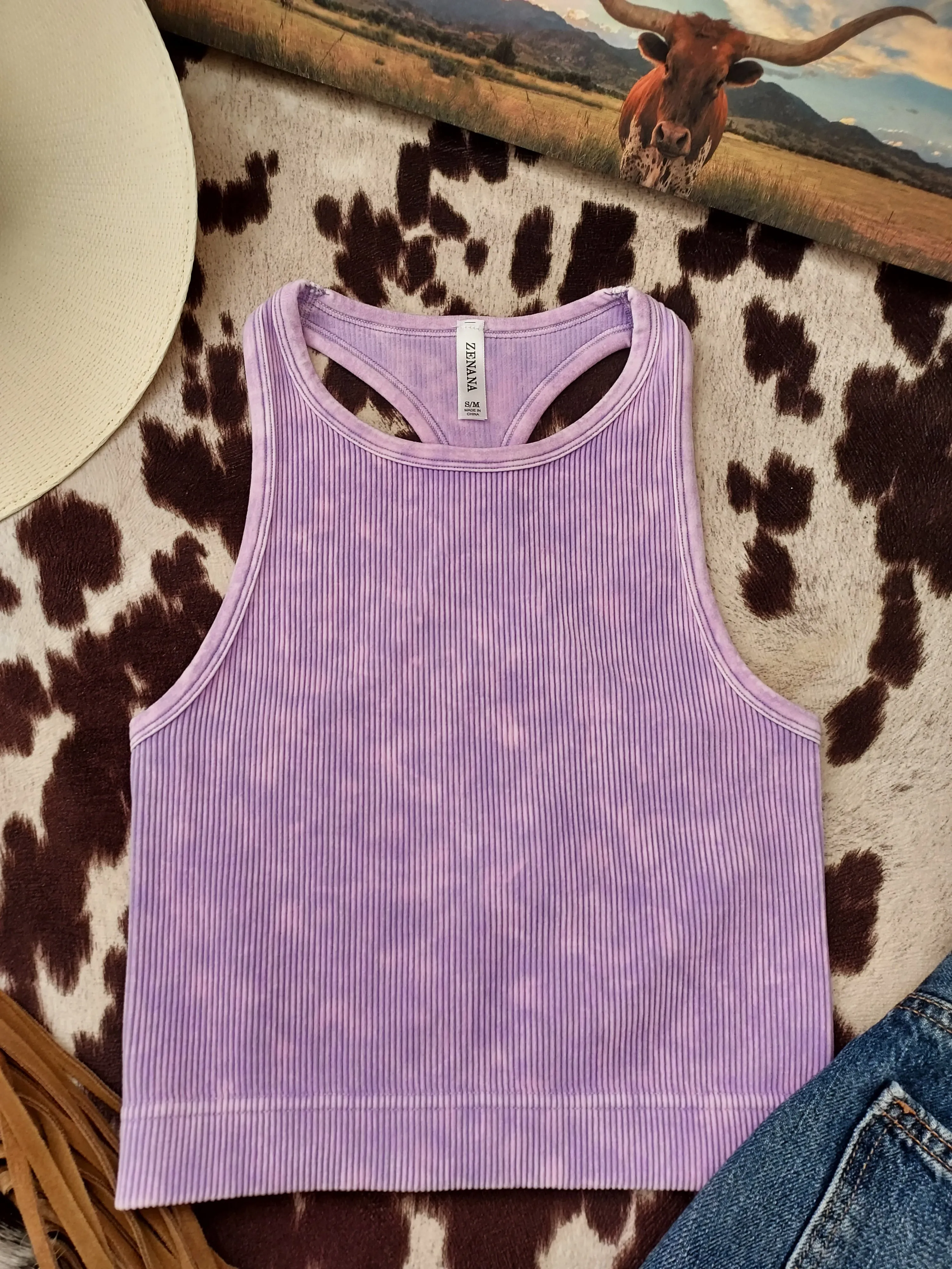 Bone high neck seamless tank