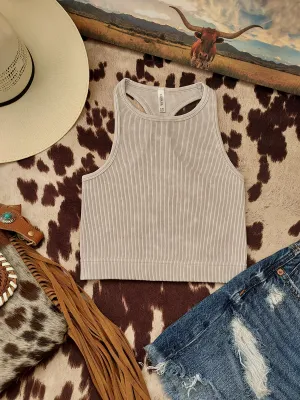 Bone high neck seamless tank