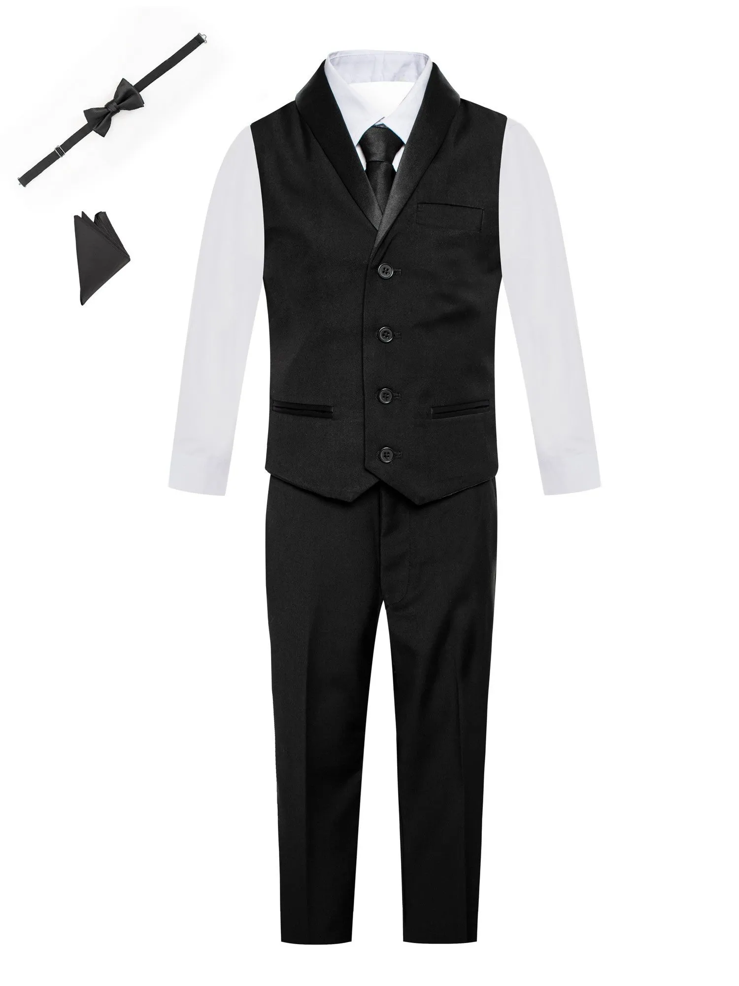 Boys Pants Vest Tie 6 Pc Tuxedo Vest Set 12M-14