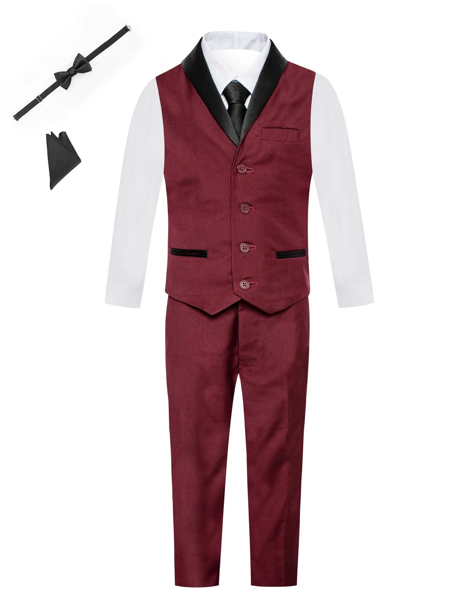 Boys Pants Vest Tie 6 Pc Tuxedo Vest Set 12M-14