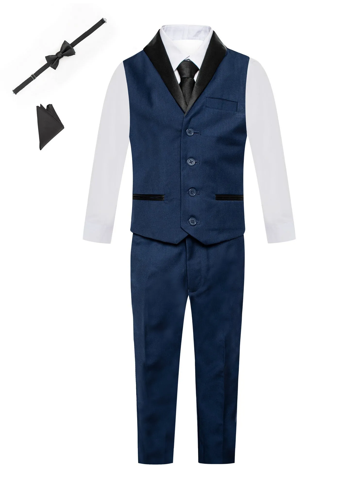 Boys Pants Vest Tie 6 Pc Tuxedo Vest Set 12M-14