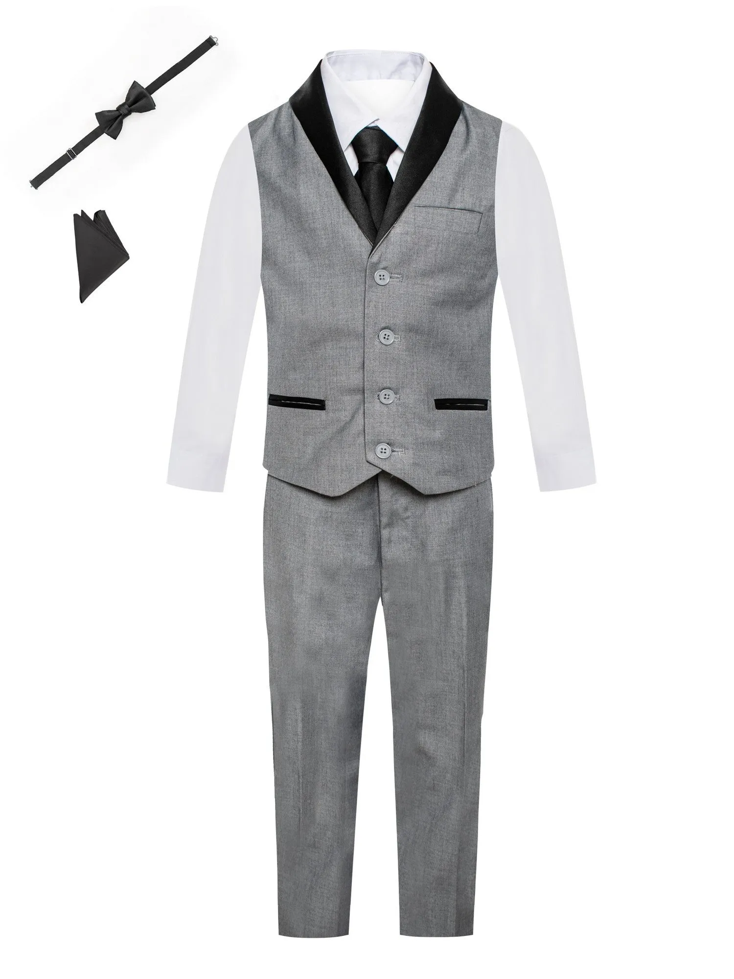 Boys Pants Vest Tie 6 Pc Tuxedo Vest Set 12M-14