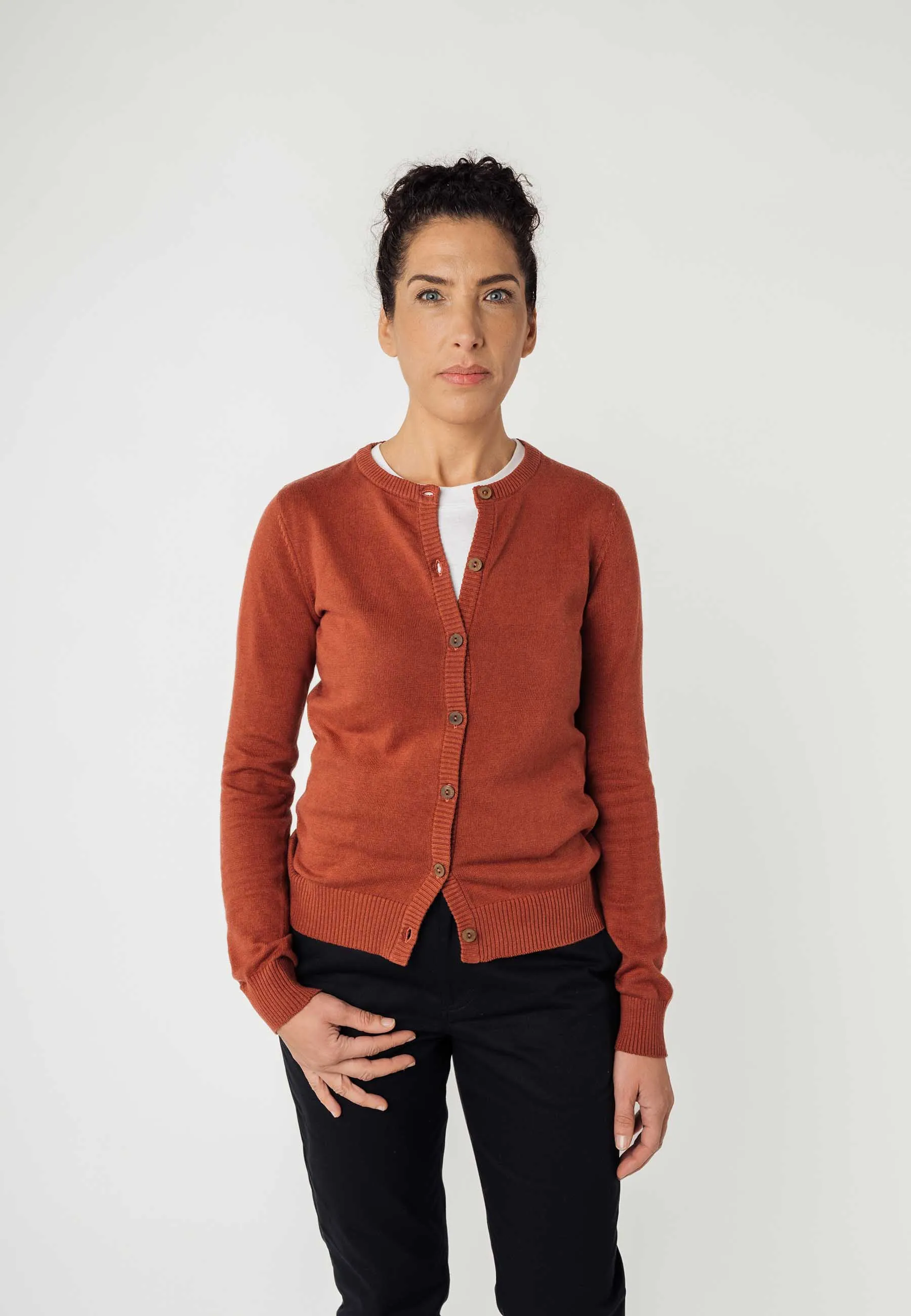 Cardigan BASIC mahagoni melange | MELAWEAR