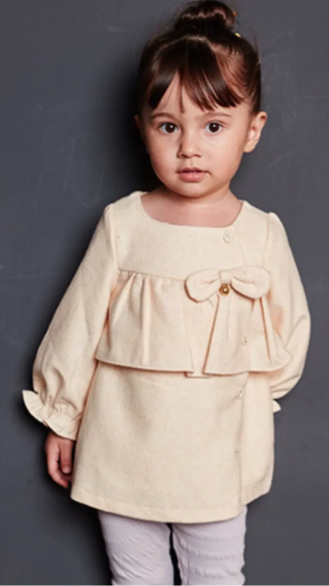 Cardigan Top with Ruffles and Bow