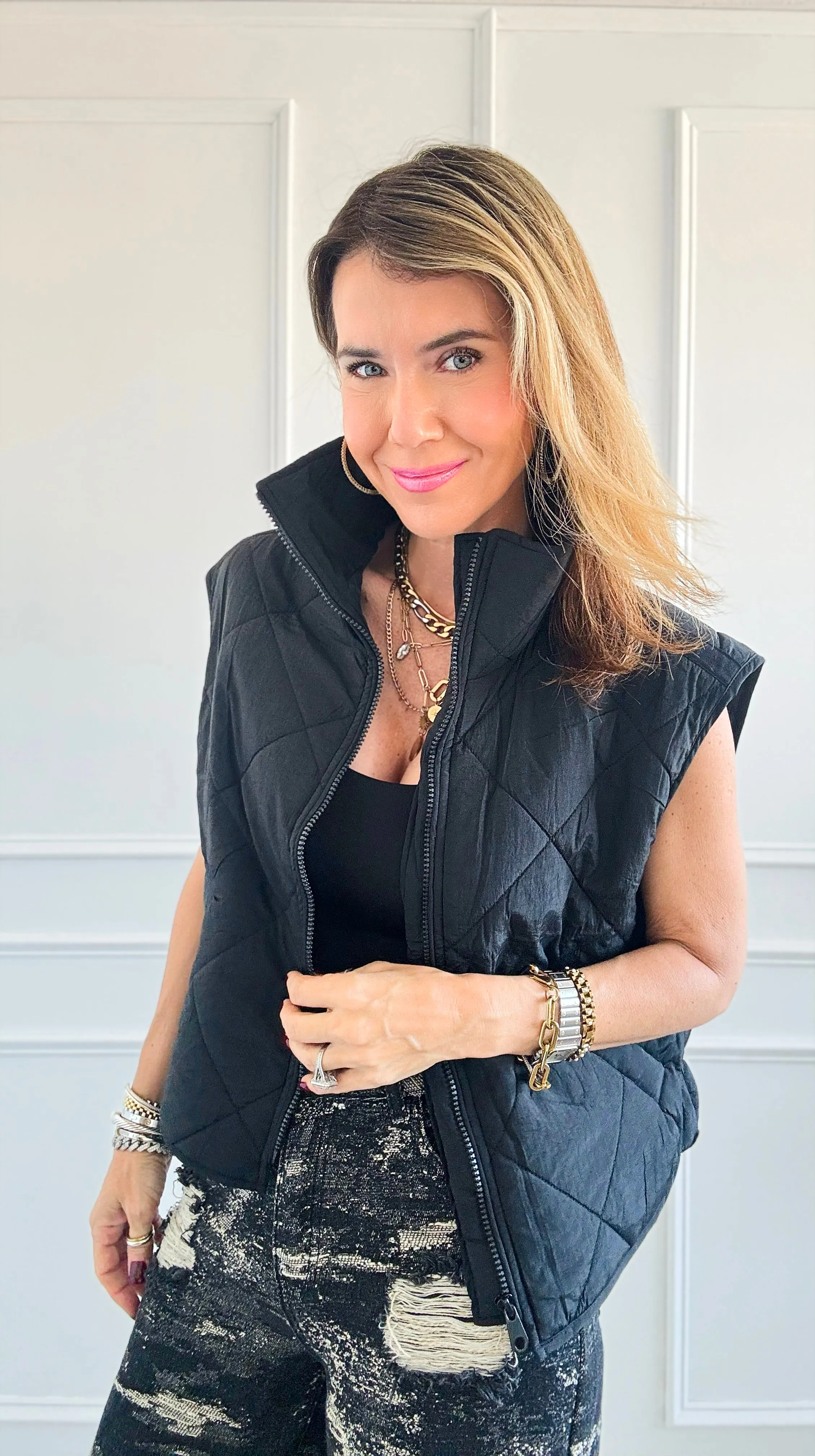 City Chill Quilted Vest - Black
