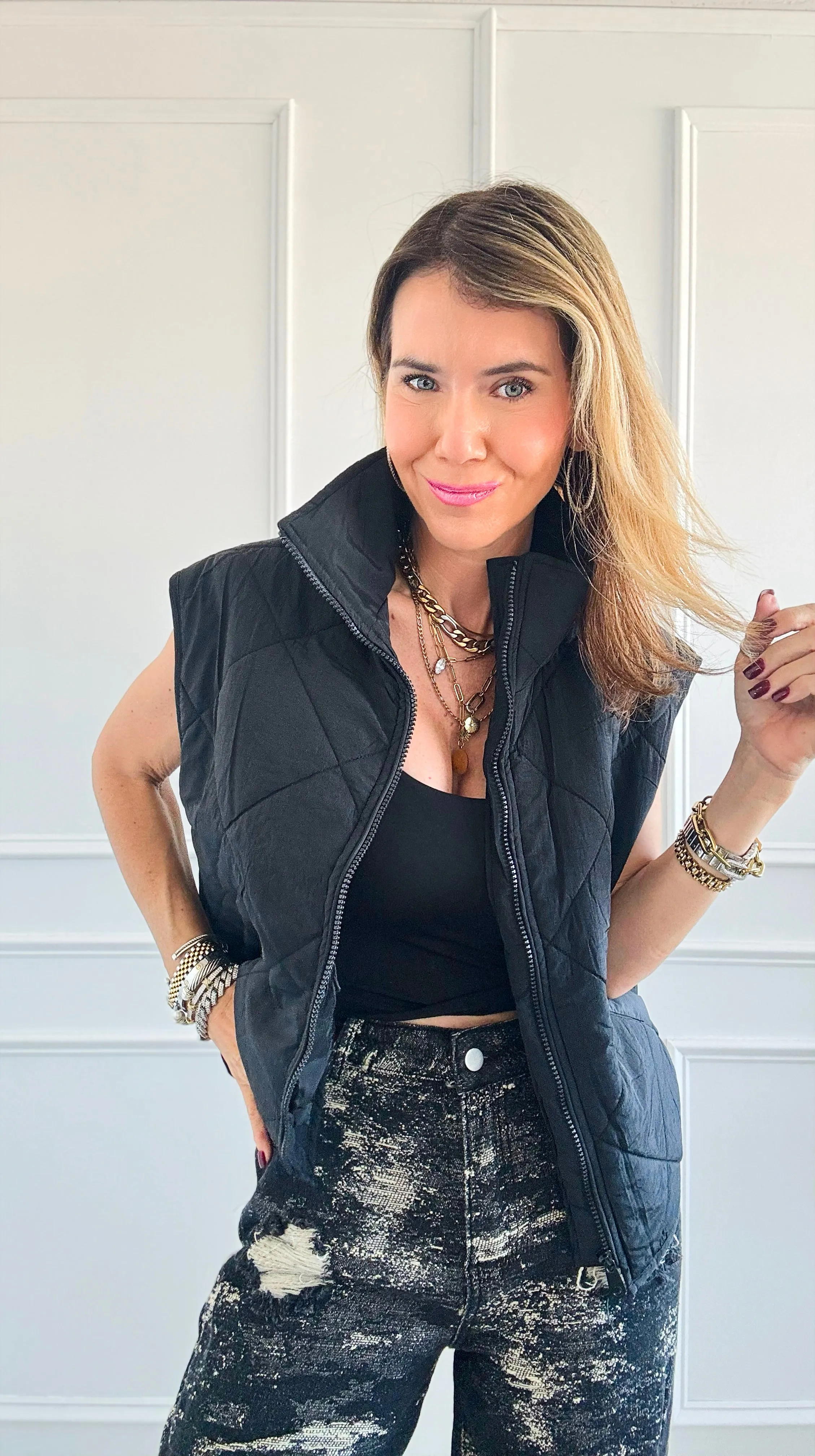 City Chill Quilted Vest - Black