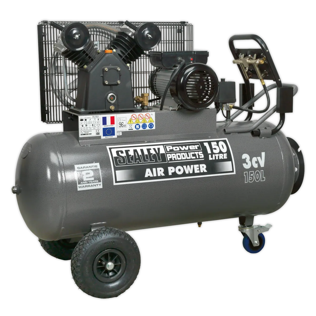 Compressor 150L Belt Drive 3hp with Front Control Panel