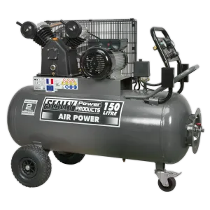Compressor 150L Belt Drive 3hp with Front Control Panel