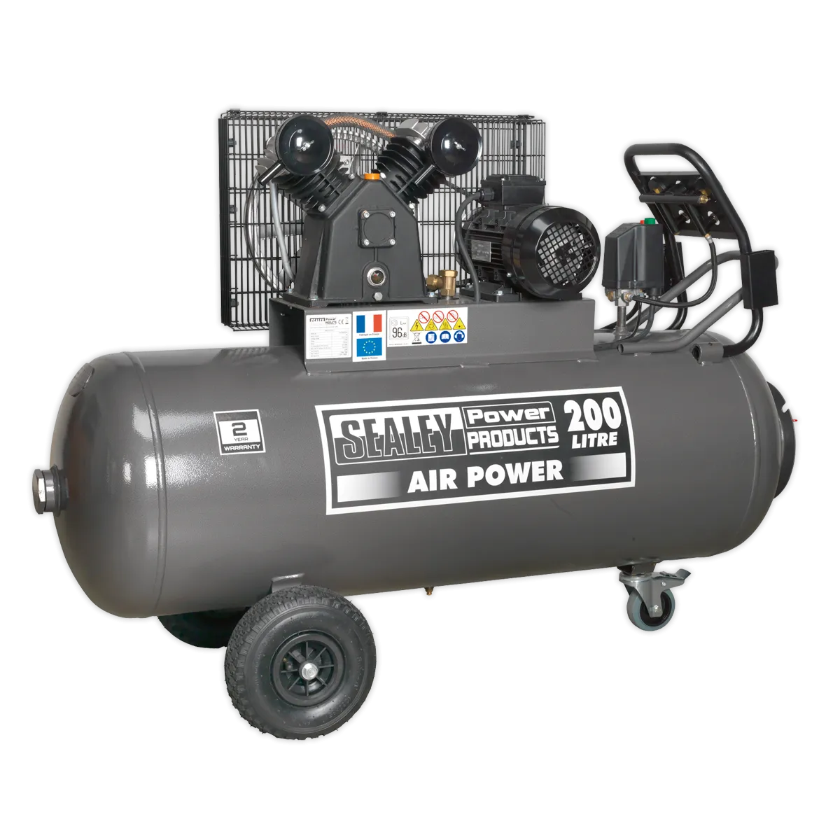 Compressor 200L Belt Drive 3hp with Front Control Panel 415V 3ph