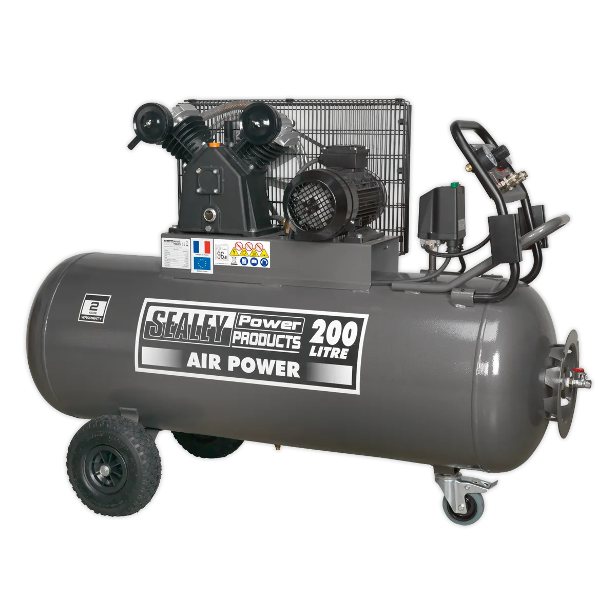 Compressor 200L Belt Drive 3hp with Front Control Panel 415V 3ph