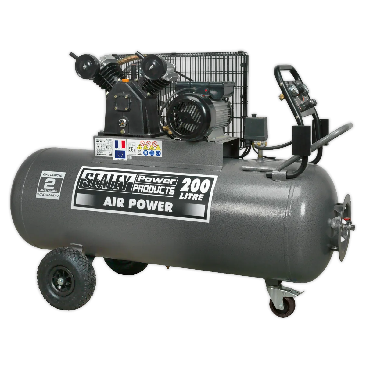 Compressor 200L Belt Drive 3hp with Front Control Panel
