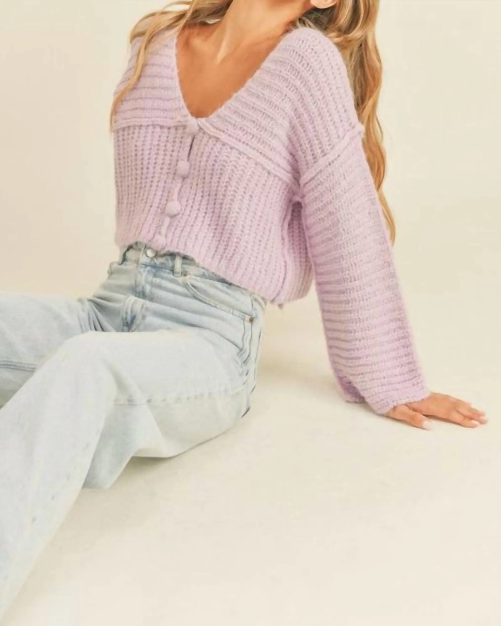 Cropped Cardigan in Lilac | Lilac