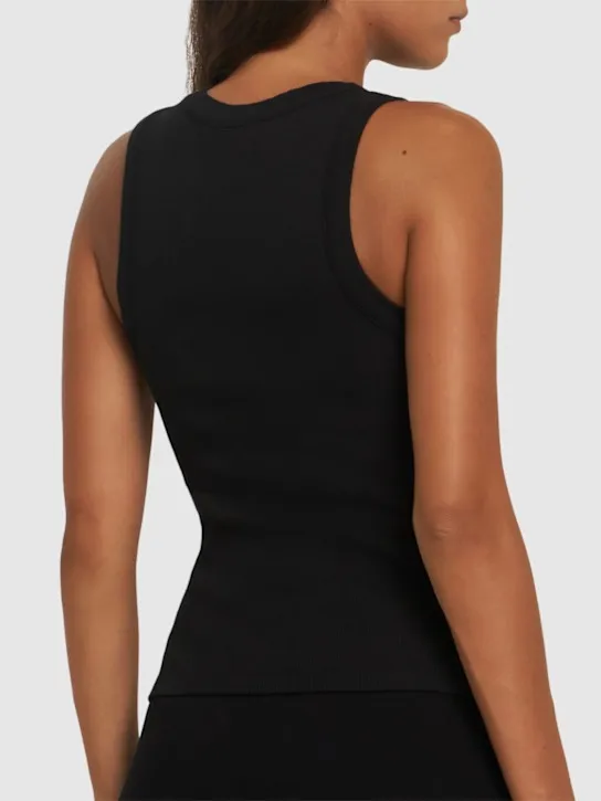 Des Phemmes   Embellished ribbed jersey tank top 