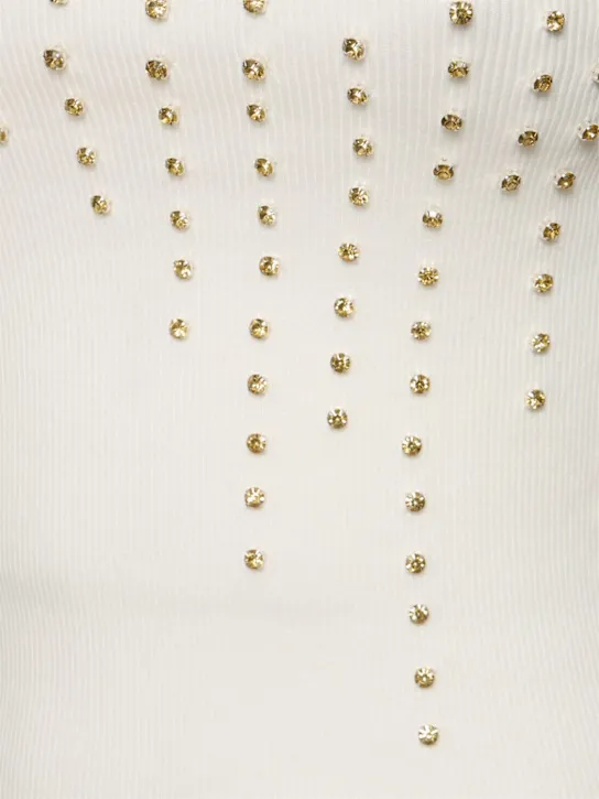 Des Phemmes   Embellished ribbed jersey tank top 
