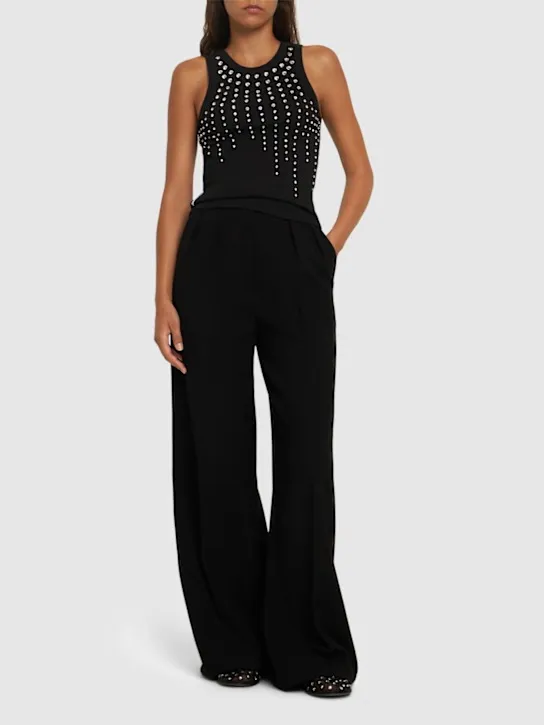 Des Phemmes   Embellished ribbed jersey tank top 