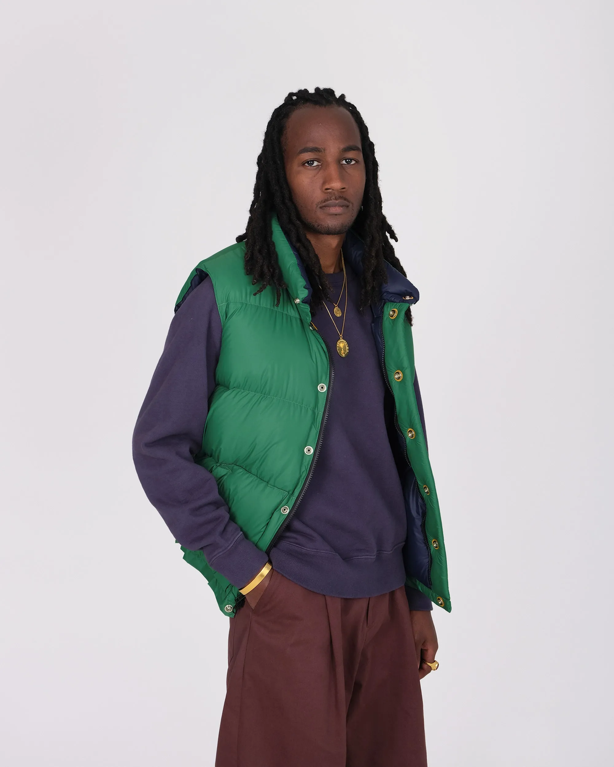 Down Italian Vest - Streakfree Nylon - Green (Final Sale)