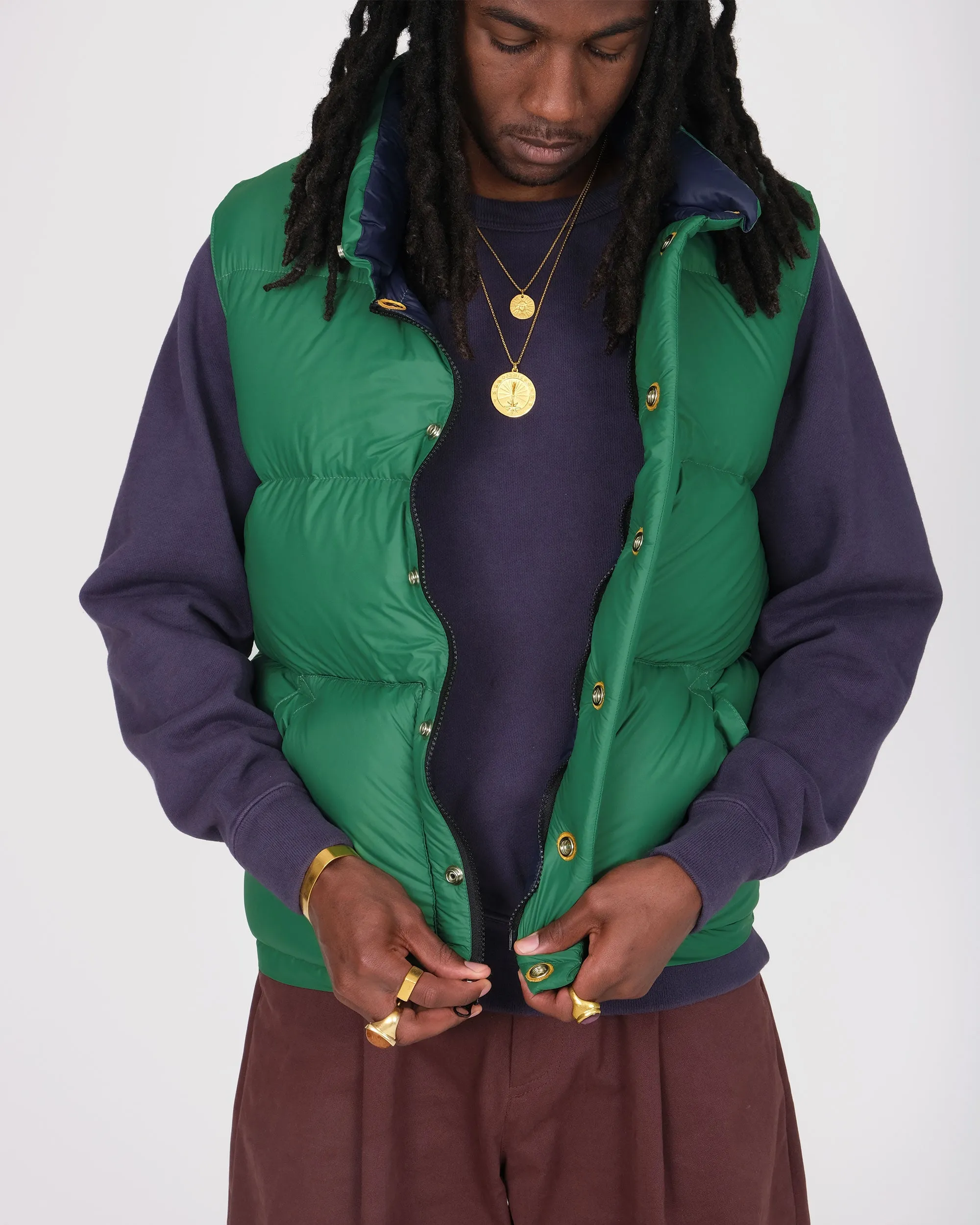 Down Italian Vest - Streakfree Nylon - Green (Final Sale)