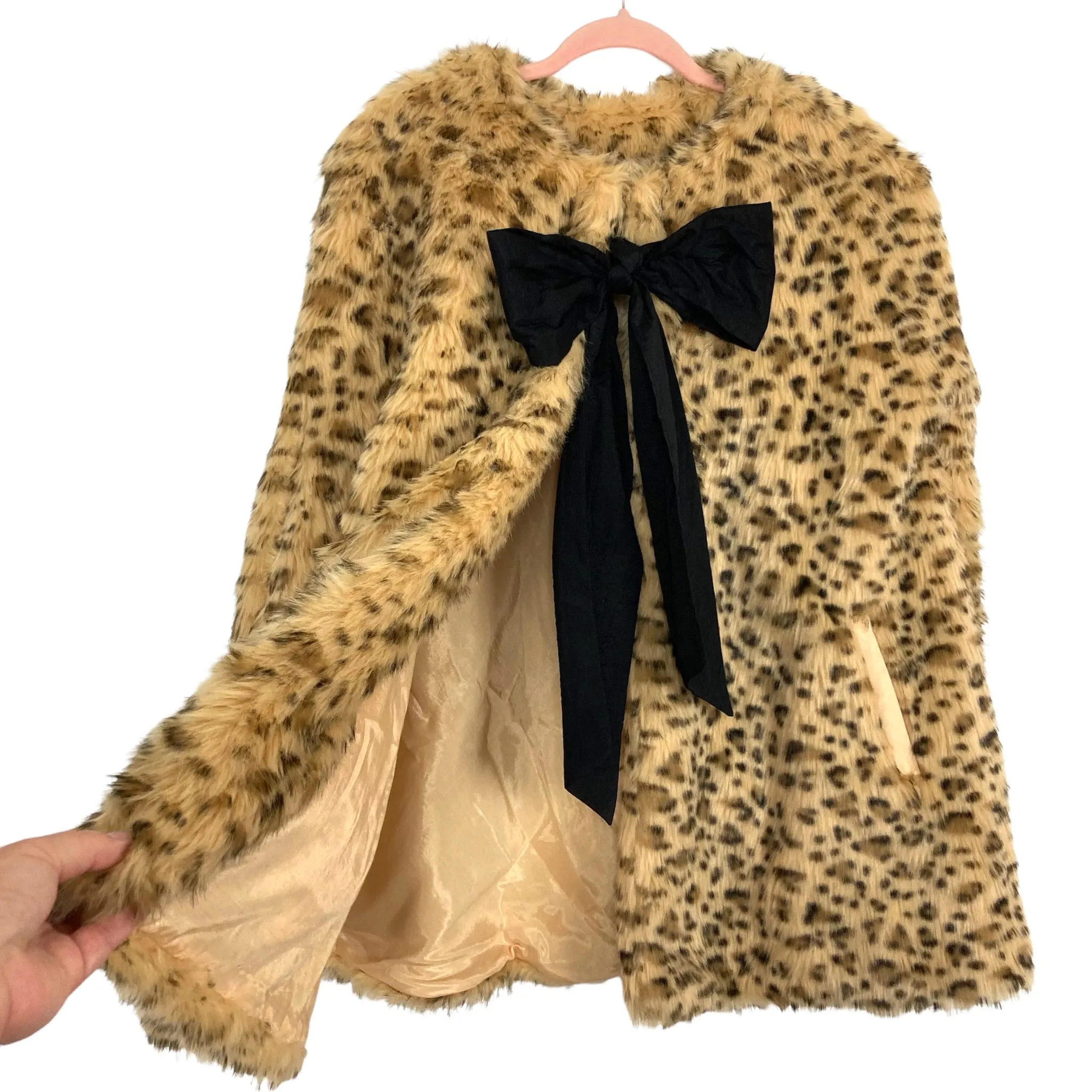 Elizabeth Wilson Leopard Removable Bow Cape- Size L