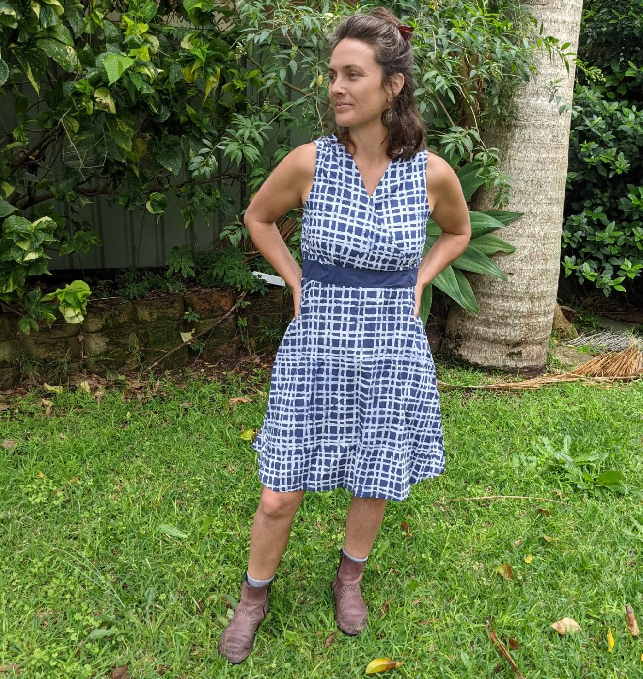Emi Dress in Navy Plaid