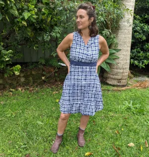 Emi Dress in Navy Plaid