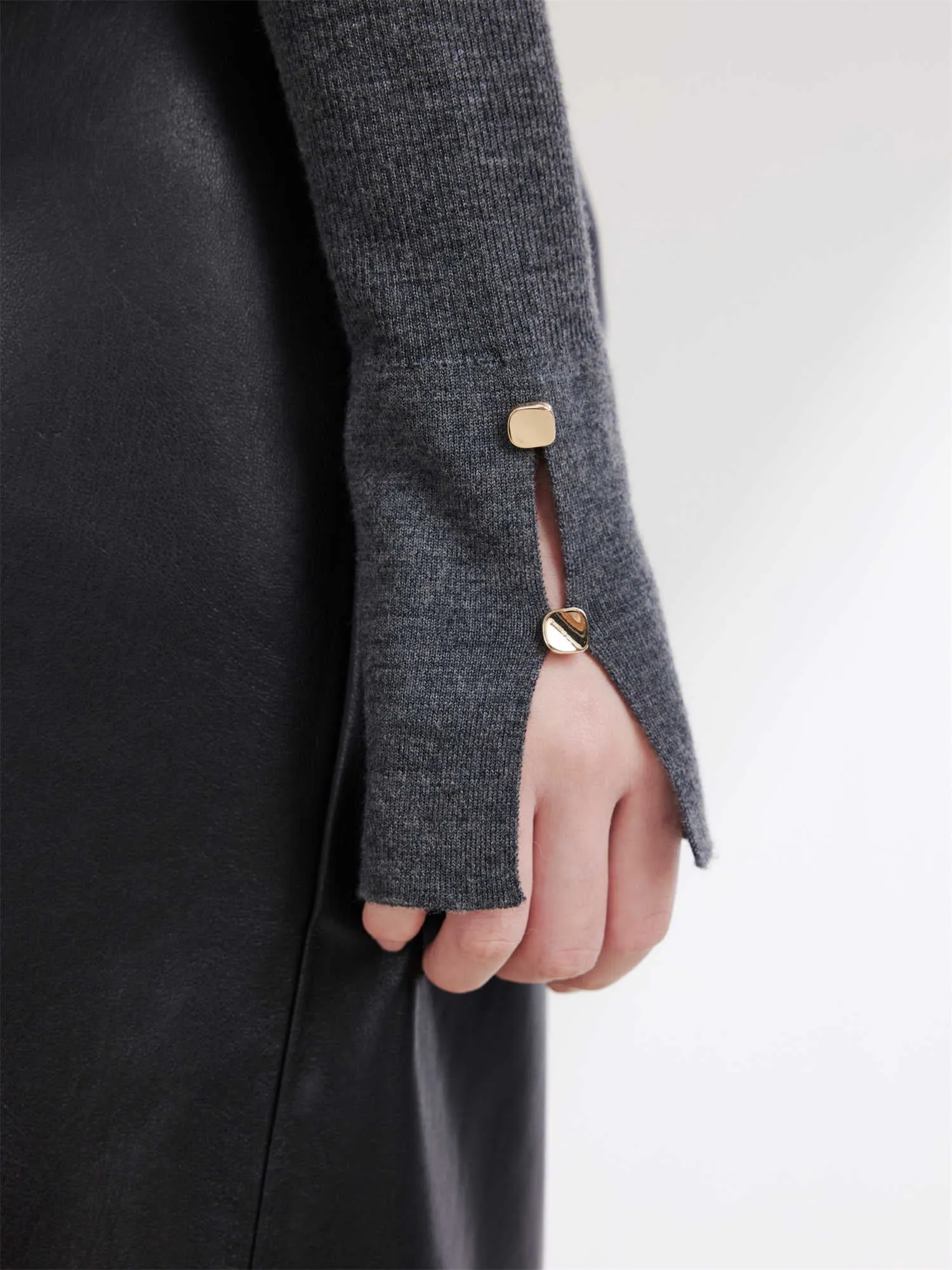 EP YAYING Wool V-neck Knitted Cardigan