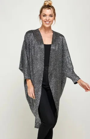 FLOWY SILVER OPEN CARDIGAN