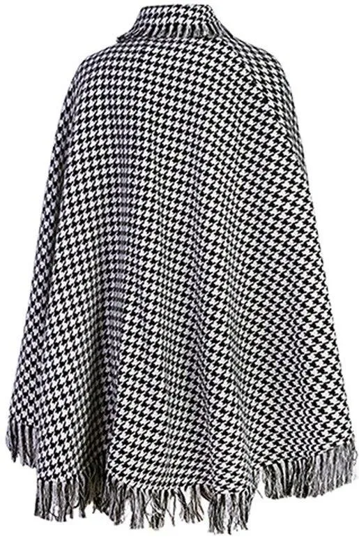 Fringed Hounstooth Cape Coat