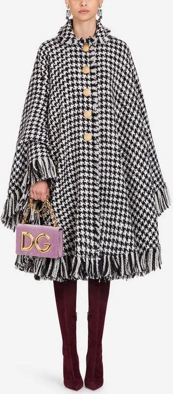 Fringed Hounstooth Cape Coat