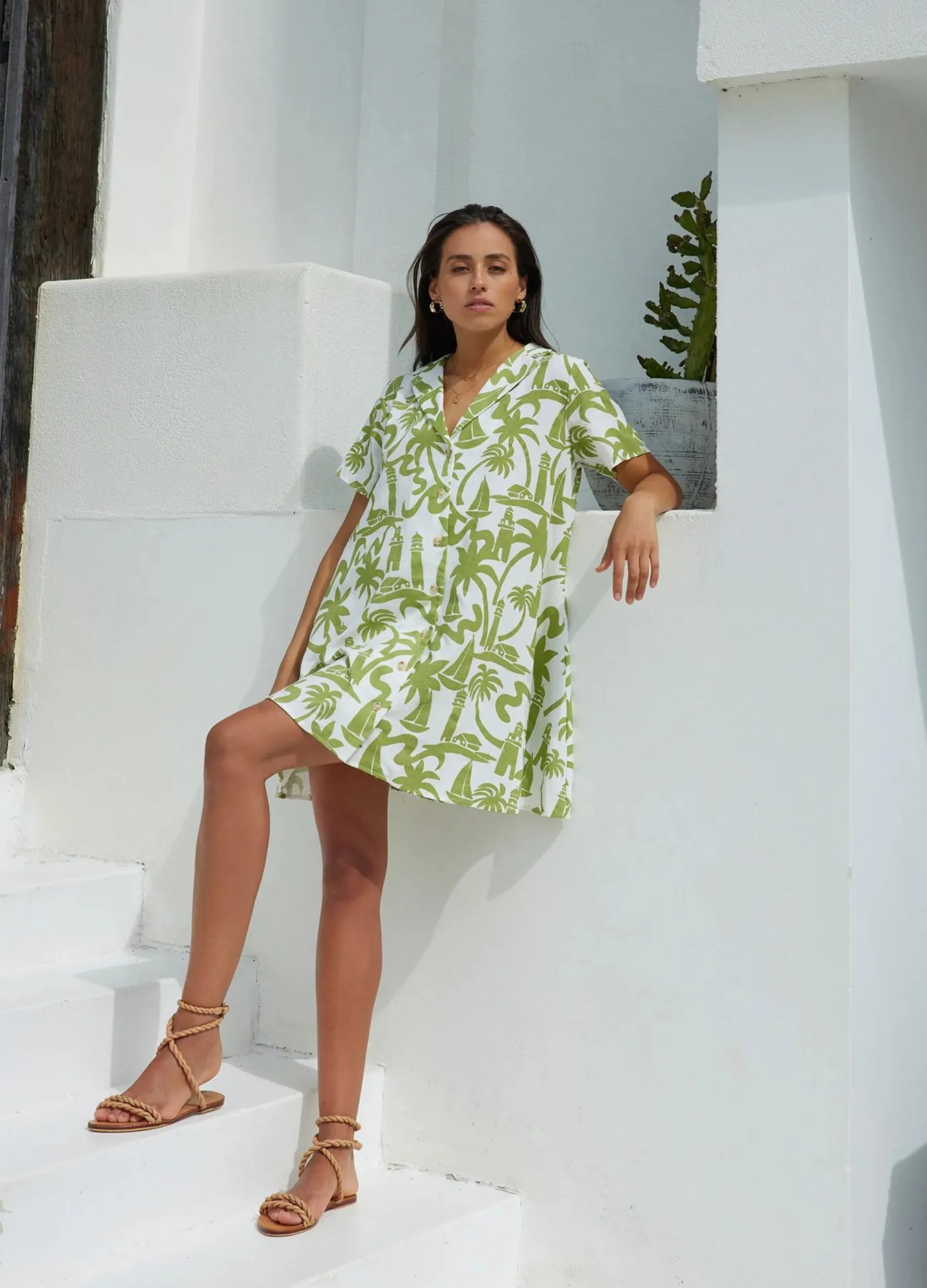 Girl and the Sun - Bliss Mini Dress - Lighthouse Print