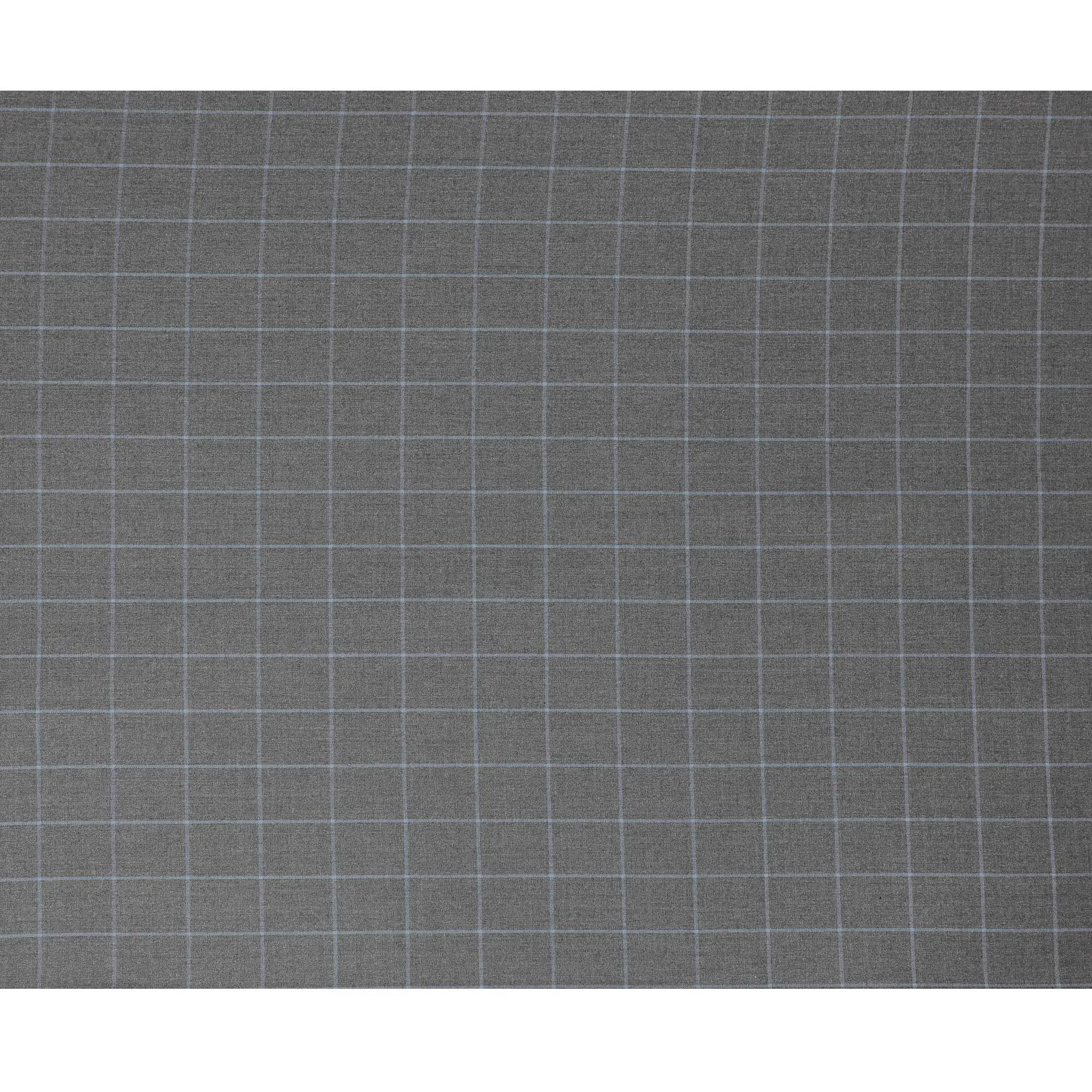 Graphite Check SuperFine Merino Wool Fabric: 150cm Designer Suiting, UK Sourced-D17555