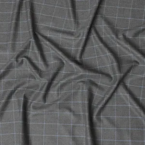 Graphite Check SuperFine Merino Wool Fabric: 150cm Designer Suiting, UK Sourced-D17555