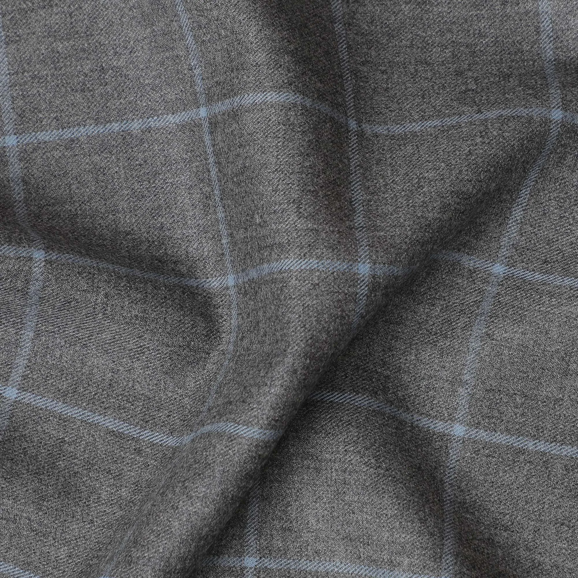 Graphite Check SuperFine Merino Wool Fabric: 150cm Designer Suiting, UK Sourced-D17555